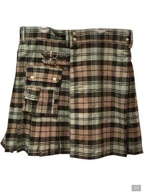 Scottish Tartan Utility Kilt Black Watch Weathered Pattern Size-44